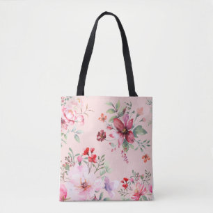 Bolsa Tote Saco de Tota Floral Cor-de-Rosa e Clássico