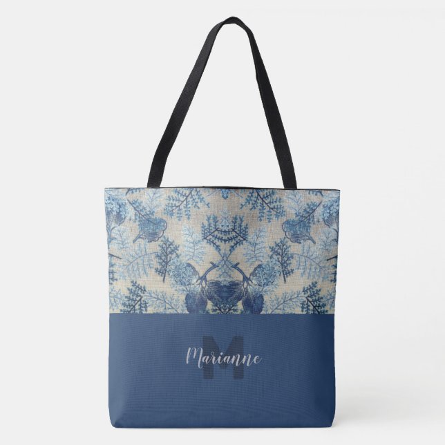 Bolsa Tote Saco De Tota Floral Monograma Com na moda (Frente)