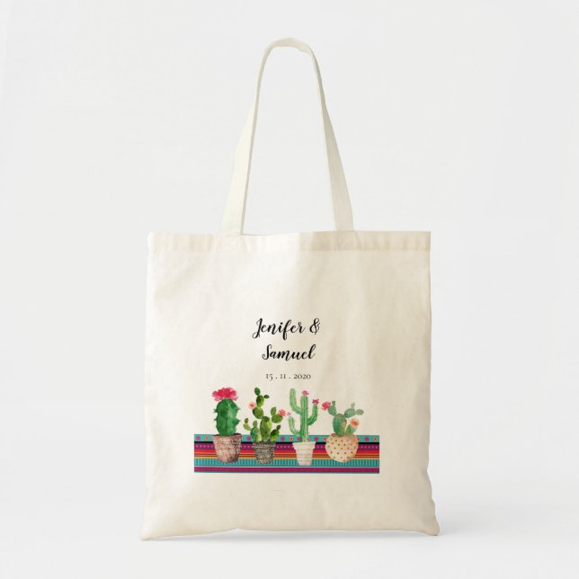 Bolsa Tote Saco de Tota Floral Personalizada do Cactus (Frente)