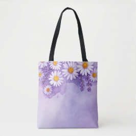 Bolsa Tote Saco de Tota Floral Romântico Roxo