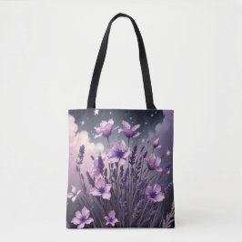 Bolsa Tote Saco de Tota Floral Roxo