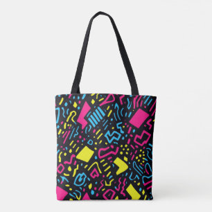 Bolsa Tote Saco de Tota Geométrico dos anos 90 Colorida Neo