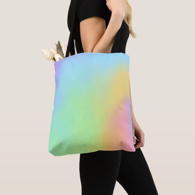 Bolsa Tote Saco de Tota Gradiente do Arco-Íris Pastel (Close Up)