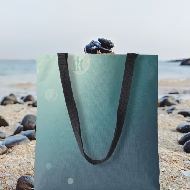 Bolsa Tote Saco de Tota Monograma, Sereia Verde Oceânica (Add your initial to the sea bubble and off to the beach you go)
