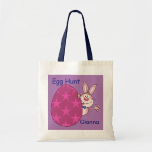 Bolsa Tote Saco de Tota Personalizada Coelhinho-Rosa, Caça-Ov
