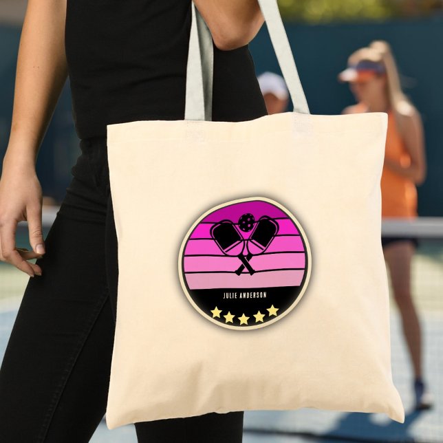 Bolsa Tote Saco de Tota Pickleball Rosa (Pink Pickleball Paddle Tote Bag - custom name)