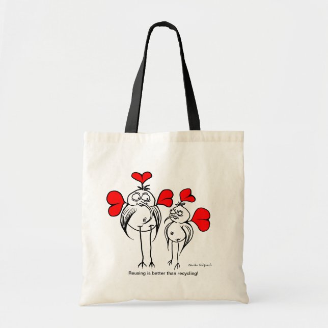 Bolsa Tote Saco de Tote com Cartoon e slogan ambiental (Frente)