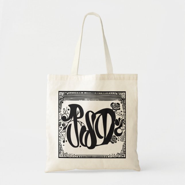 Bolsa Tote Saco de tote com fontes de cor preta (Frente)