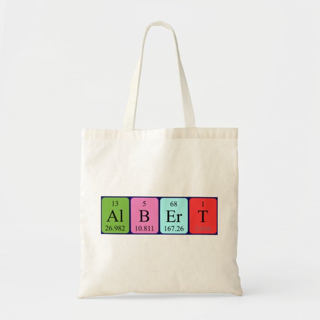 Bolsa Tote saco de tote com nome de mesa periódica Albert (Frente)