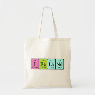 Bolsa Tote saco de tote com nome de mesa periódico da Irland
