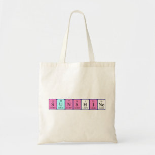 Bolsa Tote Saco de tote com nome de mesa periódico sunshine