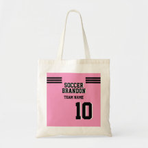 saco de tote cor-de-rosa de futebol personalizado
