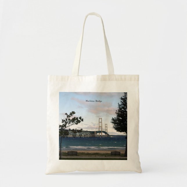 Bolsa Tote Saco de tote da Cidade de Mackinaw da Ponte Mackin (Frente)