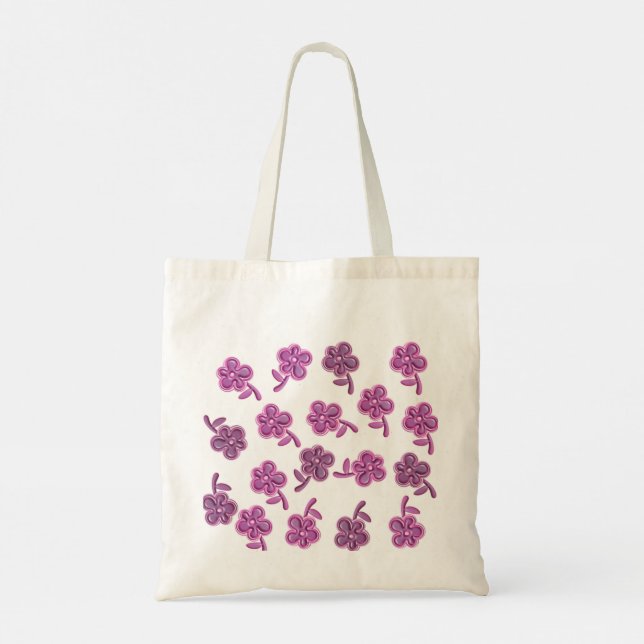 Bolsa Tote Saco de Tote das Flores Roxas (Verso)