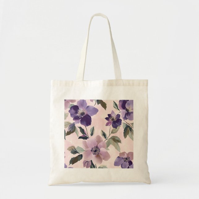 Bolsa Tote Saco de Tote de Blooms Violeta Delicados - Púrpura (Frente)