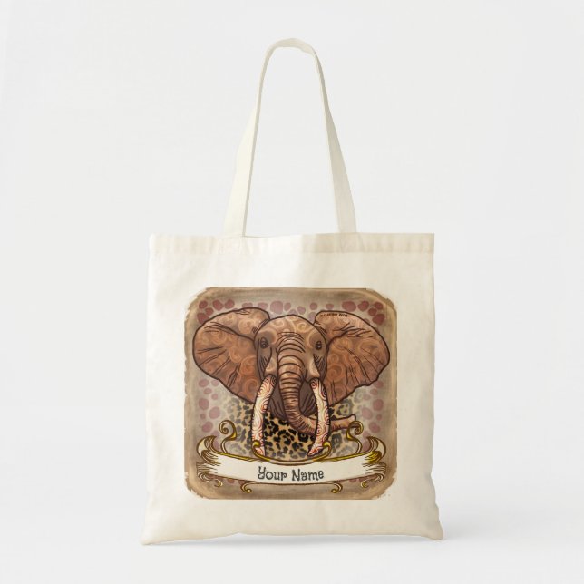 Bolsa Tote Saco de tote de Elefante Tribal Sepia africa revis (Frente)