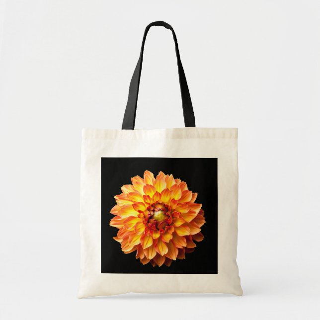 Bolsa Tote Saco de tote de flor Dahlia. (Frente)