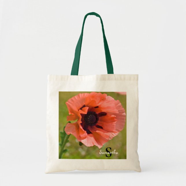Bolsa Tote Saco de Tote de flor de papoila laranja (Frente)