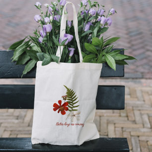 Bolsa Tote Saco de Tote, de flor vermelha e branca Elegante
