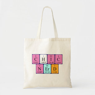 Bolsa Tote Saco de tote de frase de mesa periódica ChicNerd