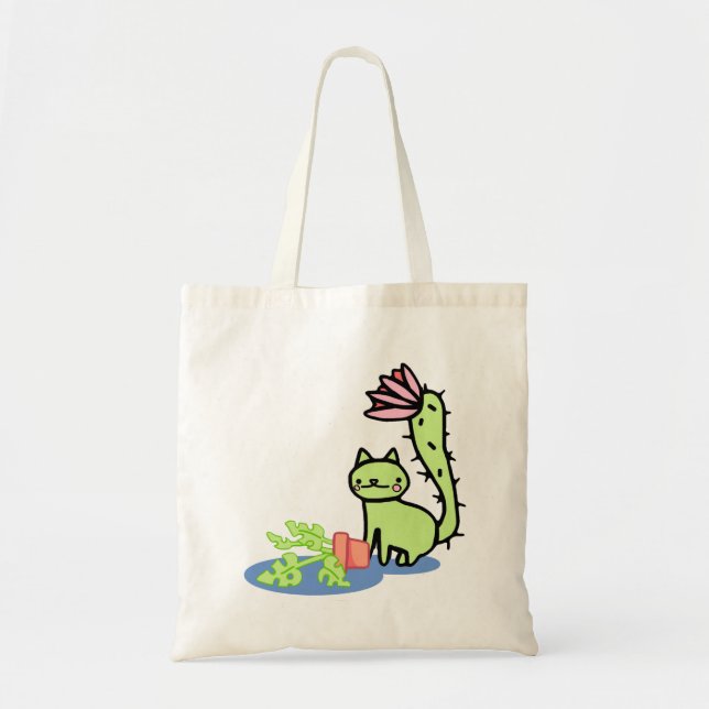 Bolsa Tote Saco de Tote de Gato de Cactus Monstera (Frente)