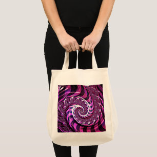 Bolsa Tote Saco de Tote de Ilusões Espirais Rosa e Preta