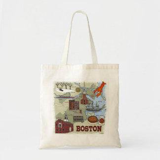 Bolsa Tote Saco de Tote de Mapa Ilustrado de Boston