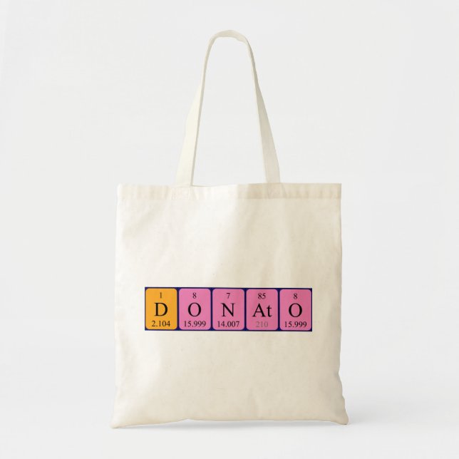 Bolsa Tote Saco de tote de nome de mesa periódica Donato (Frente)