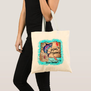 Bolsa Tote Saco de tote de nome personalizado de pesca perdid