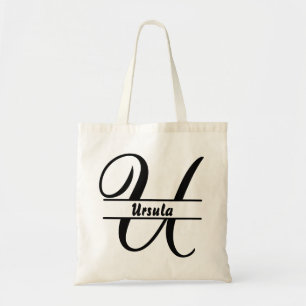 Bolsa Tote saco de tote de nome personalizado, letra personal