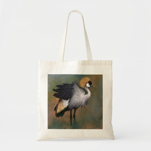 Bolsa Tote Saco de Tote de Pássaro de Crane com cinza (Frente)