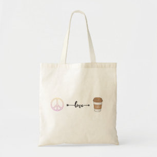 Bolsa Tote Saco de Tote de Paz, Amor e Café