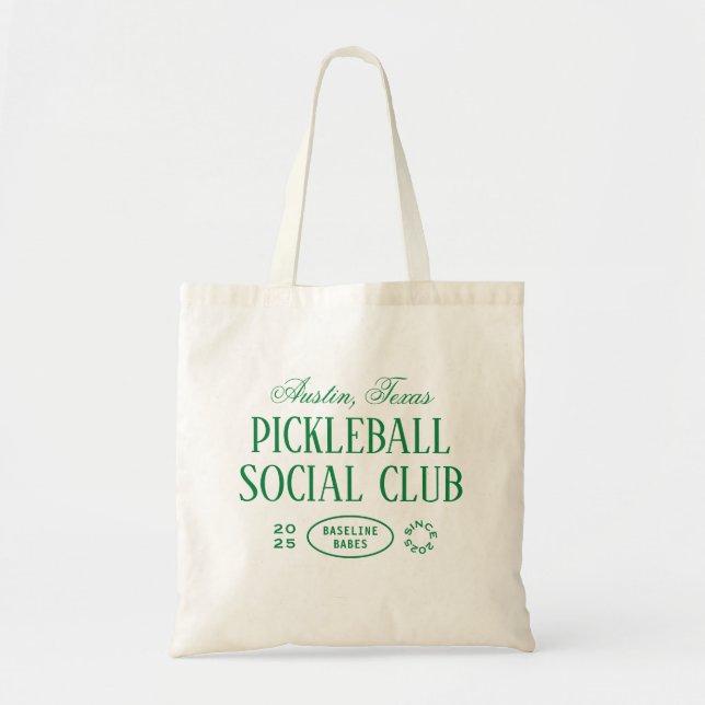 Bolsa Tote Saco de Tote de Pickleball em Verde e Branco (Frente)