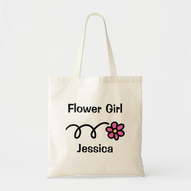 Bolsa Tote Saco de tote de uma menina de flor bonita com nome (Frente)
