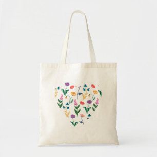 Bolsa Tote Saco de Tote do Coração de Flores Selvagens