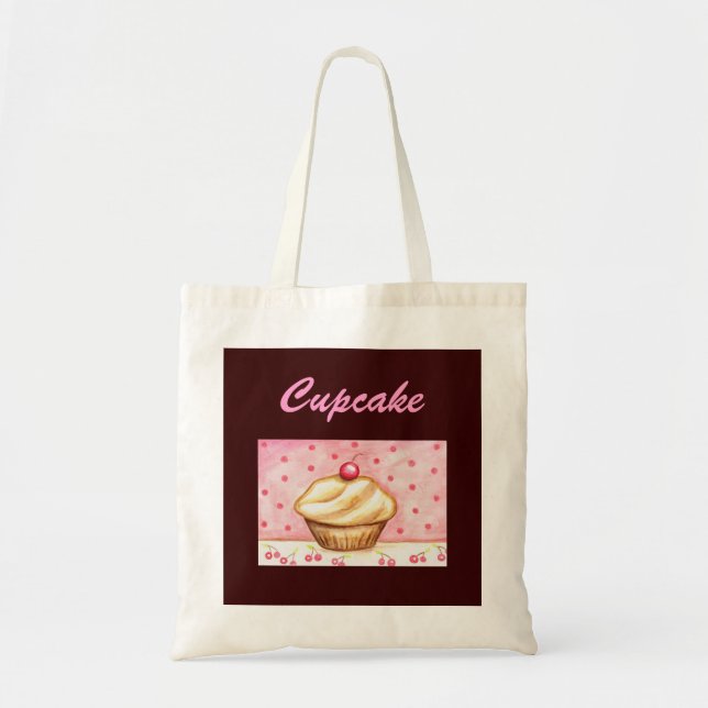 Bolsa Tote Saco de Tote do Cupcake de Cherry (Frente)