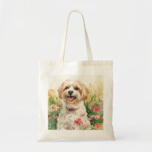 Saco de Tote do Havanês - Canvas de Cachorro Aquar