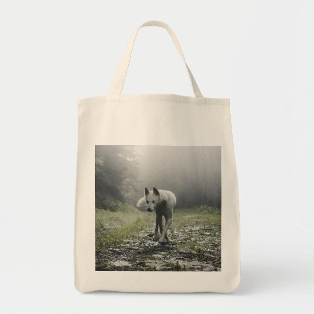 Bolsa Tote Saco de Tote do Husky Siberiano Branco (Frente)