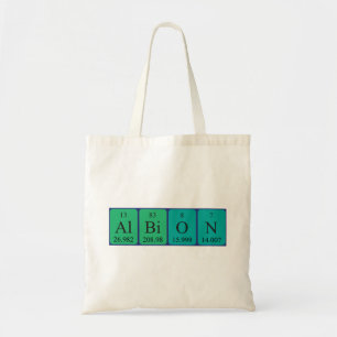 Bolsa Tote Saco de tote do nome da mesa periódica de Albion