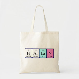 Bolsa Tote Saco de tote do nome da mesa periódica de Harlan