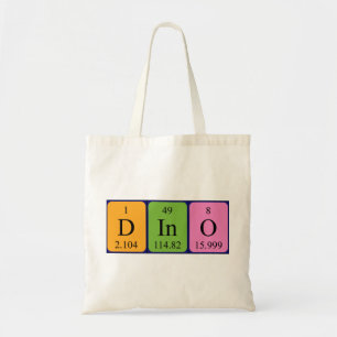 Bolsa Tote Saco de tote do nome da mesa periódica Dino