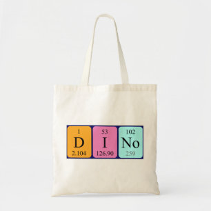 Bolsa Tote Saco de tote do nome da mesa periódica Dino