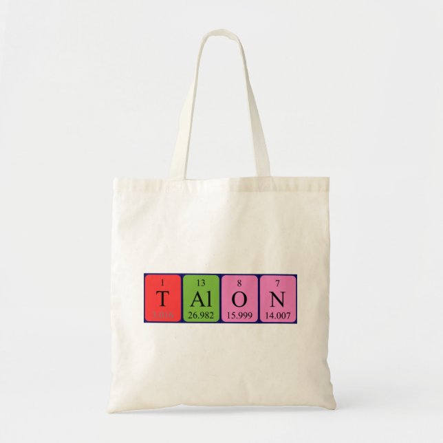 Bolsa Tote Saco de tote do nome da mesa periódica do Talon (Frente)