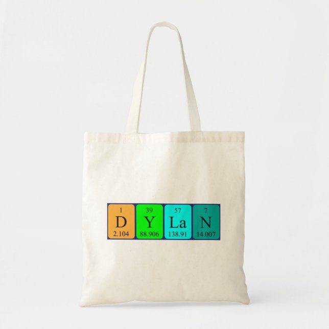 Bolsa Tote Saco de tote do nome da mesa periódica Dylan (Frente)