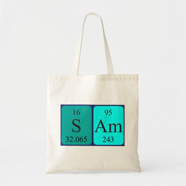 Bolsa Tote Saco de tote do nome da mesa periódica Sam (Frente)