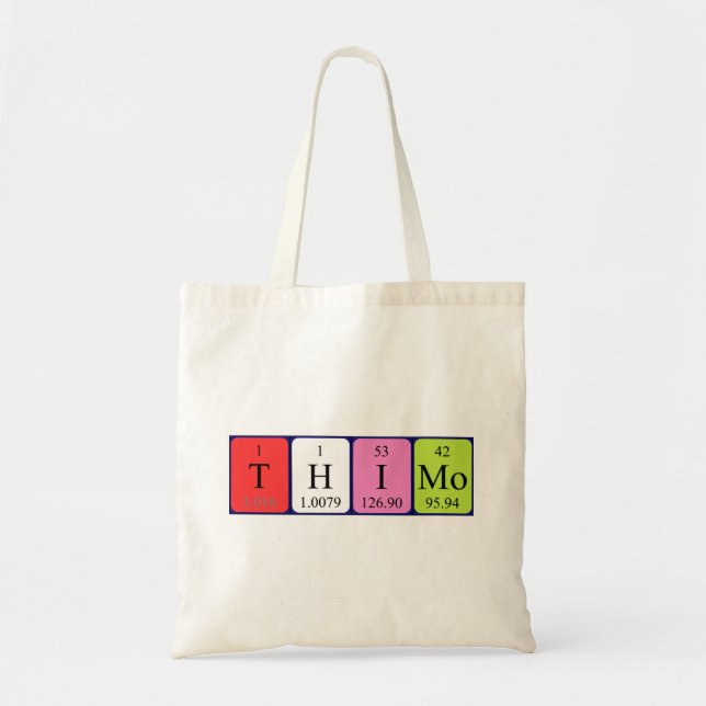Bolsa Tote Saco de tote do nome da mesa periódica Thimo (Frente)