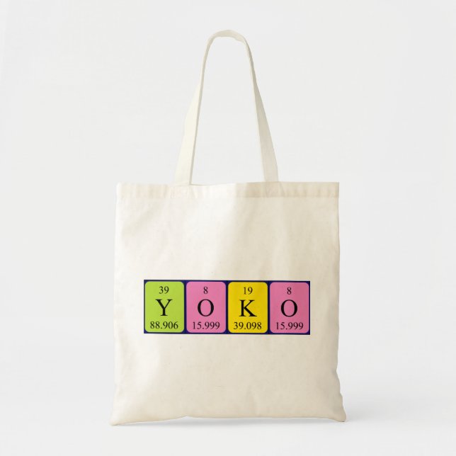 Bolsa Tote Saco de tote do nome da mesa periódica Yoko (Frente)