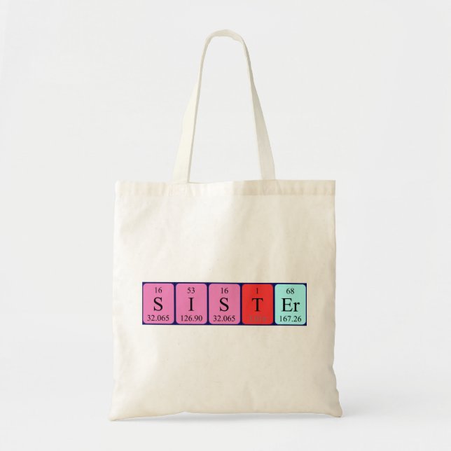 Bolsa Tote Saco de tote do nome periódico da mesa irmã (Frente)