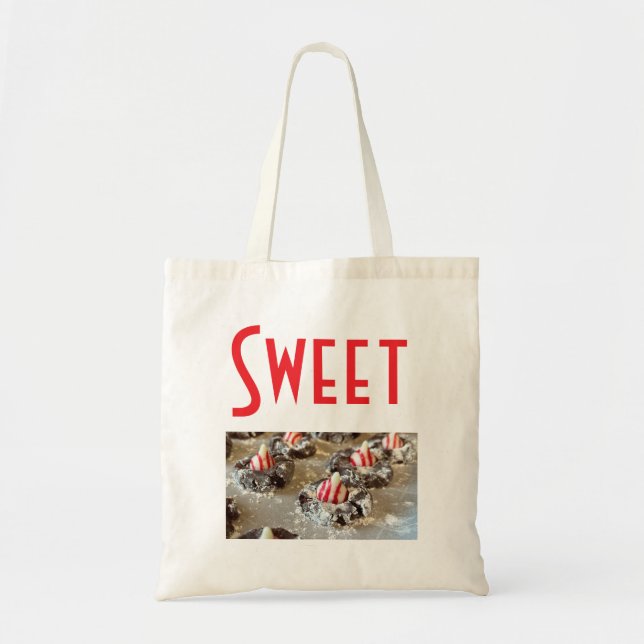 Bolsa Tote Saco de tote doce vermelho com foto de biscoito (Frente)
