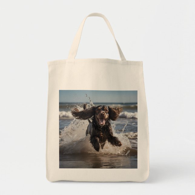 Bolsa Tote Saco de Tote Elegante Elegante do Cocker Spaniel (Frente)